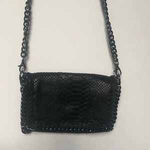 Genuine Italian leather black snakeskin purse